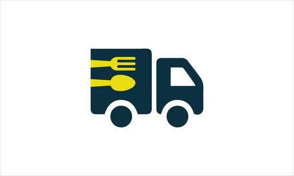 Creativo Velocità Camion Forchetta Cucchiaio Logo Design Vettoriale Simbolo Illustrazione — Vettoriale Stock