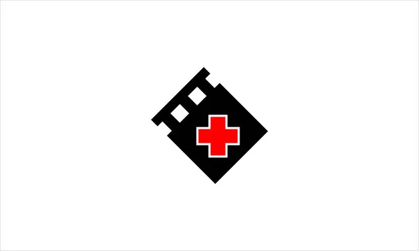 Símbolo Cruz Emergência Médica Com Ícone Tira Filme Ilustração Design — Vetor de Stock
