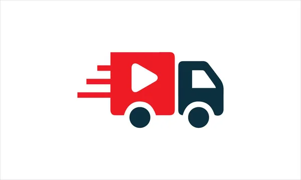 Consegna Veloce Del Camion Con Icona Del Pulsante Gioco Logo — Vettoriale Stock