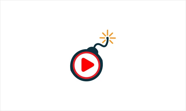 Vector Botón Reproducción Combinación Logotipo Bomba Símbolo Icono Audio Vídeo — Vector de stock