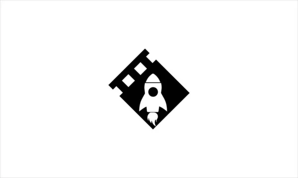 Fimstrip Rocket Icoon Logo Ontwerp Illustratie Vector — Stockvector