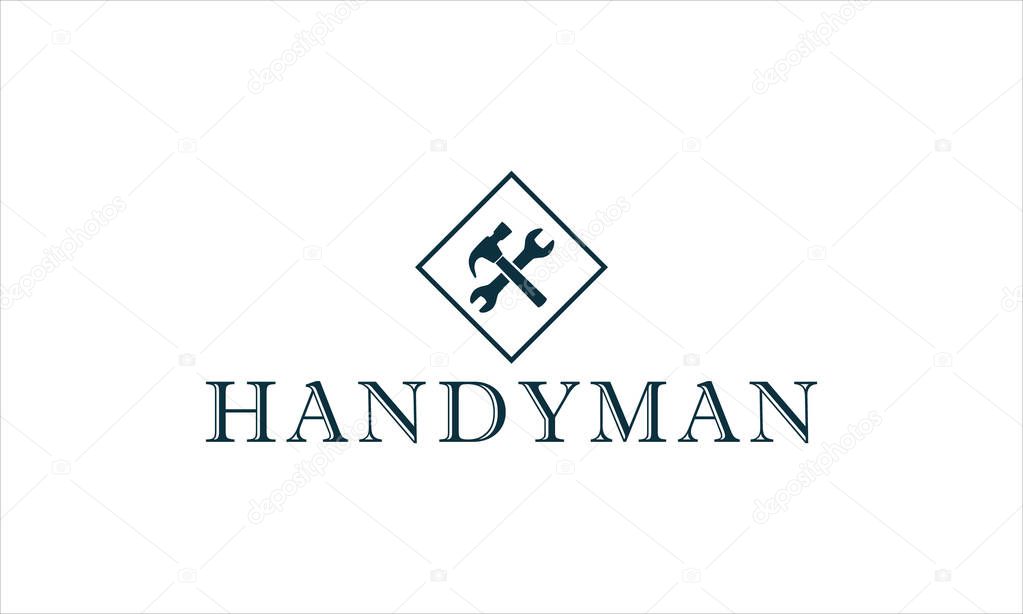 Handyman labels badges Carpentry related vintage icon logo vector illustration.