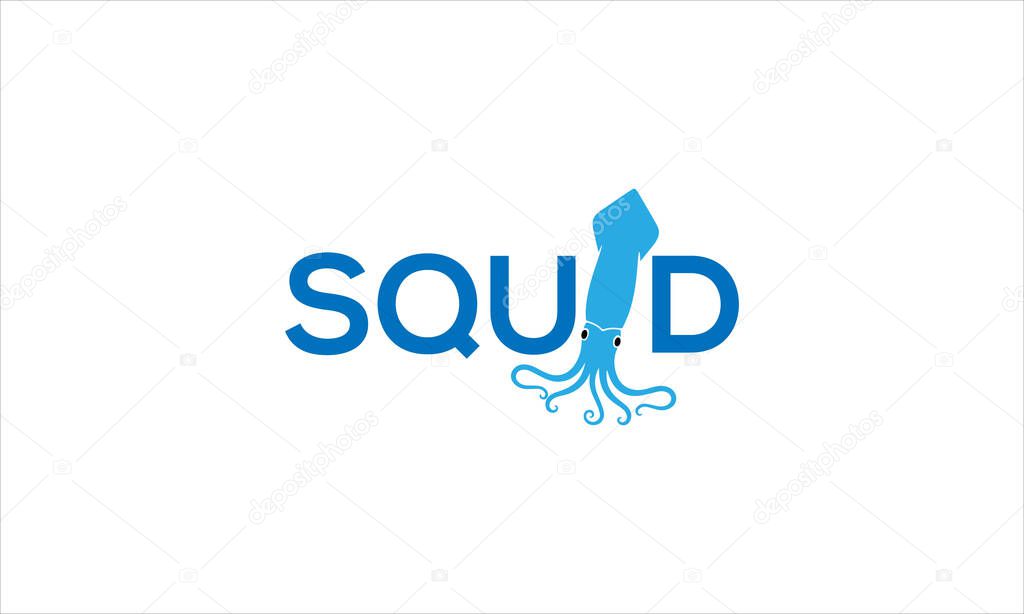 squid typographic icon  logo design illustration vector