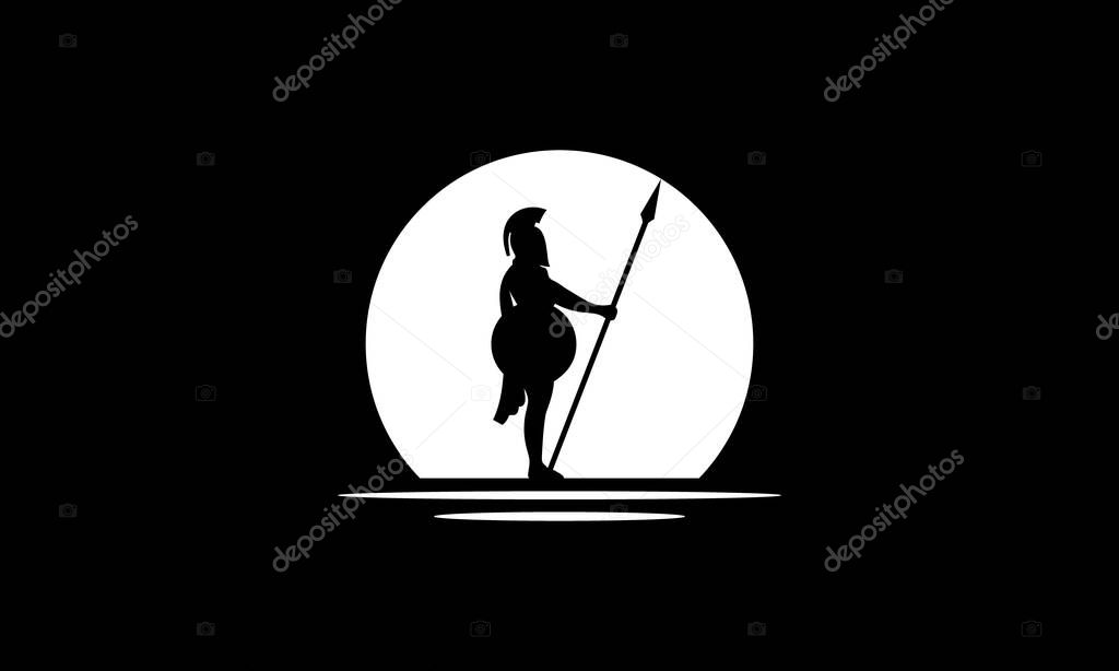 Spartan warrior silhouettes vector illustration template  vector symbol