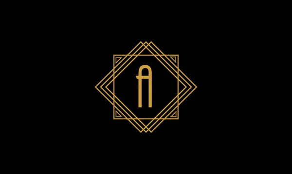 Letter Een Art Deco Minimalstic Logo Gouden Kleur Geïsoleerd Zwarte — Stockvector
