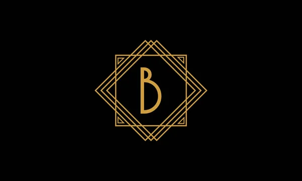 Buchstabe Art Deco Minimalstisches Logo Goldfarbe Isoliert Schwarzem Hintergrund Mit — Stockvektor