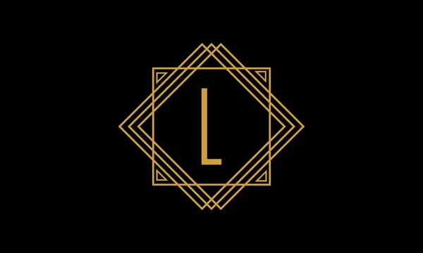Letter Art Deco Minimalstisch Logo Gouden Kleur Geïsoleerd Zwarte Achtergrond — Stockvector