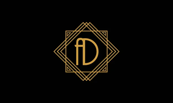Verbindungsstück Buchstaben Und Art Deco Minimalistisches Logo Goldfarbe Isoliert Auf — Stockvektor