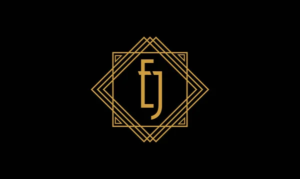 Язаний Спільний Логотип Letters Art Deco Золотому Кольорі Ізольований Чорному — стоковий вектор