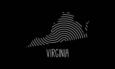 Virginia 'nın Biyometrik Haritası Parmak izi Deseni simgesi logo tasarımı Vektör illüstrasyonuyla dolu