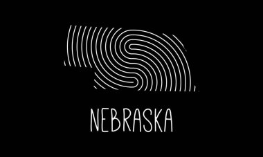 Minnesota 'nın Nebraska Haritası Parmak izi Deseni simgesi logo tasarımı Vektör illüstrasyonuyla dolu