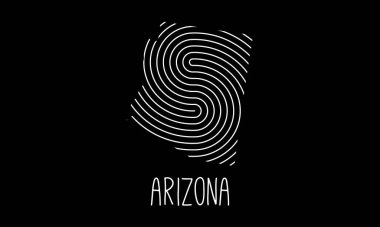 Arizona 'nın Biyometrik Haritası Parmak izi Deseni simgesi logo tasarımı Vektör illüstrasyonuyla dolu