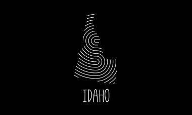 Idaho 'nun Biyometrik Haritası Parmak izi Deseni simgesi logo tasarımı Vektör illüstrasyonuyla Dolu