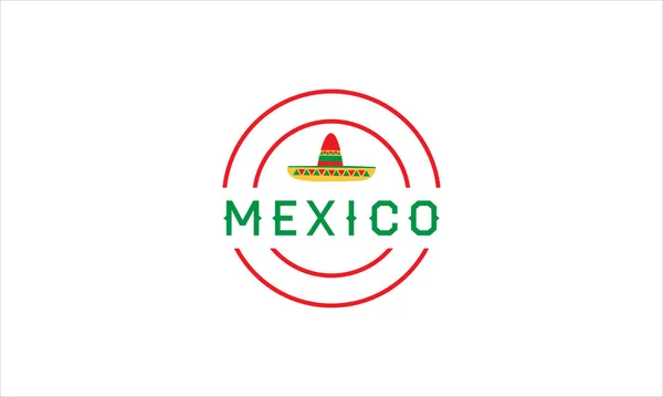 전통적 Mexican Hat Typography Icon Circle Logo Deign Vector Illustration — 스톡 벡터