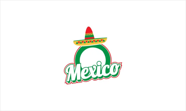 Ícone Ícone Emblema Tipográfico Chapéu México Ilustração Design Logotipo —  Vetores de Stock