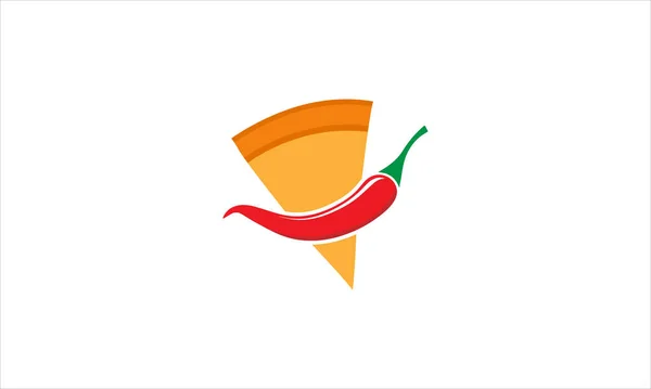 Mexikanische Pizzascheibe Mit Rotem Chili Symbol Logo Design Illustration — Stockvektor