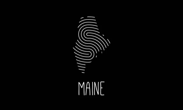 Biometrisk Karta Över Maine Fylld Med Fingerprint Mönsterikon Logo Design — Stock vektor