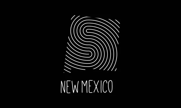 Biometrische Karte Von New Mexico Mit Fingerabdruckmuster Und Logo Design — Stockvektor