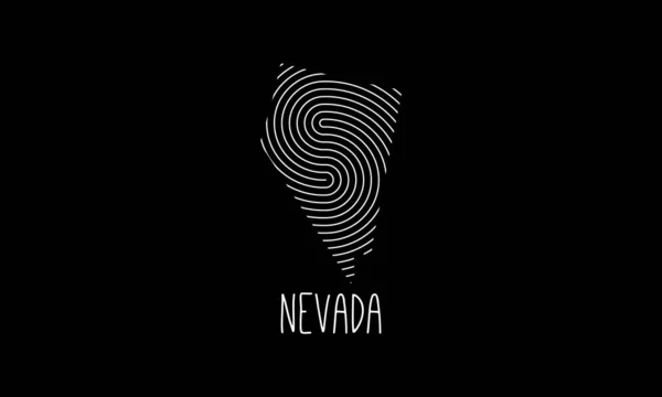 Biometrisk Karta Över Nevada Fylld Med Fingerprint Mönsterikon Logo Design — Stock vektor