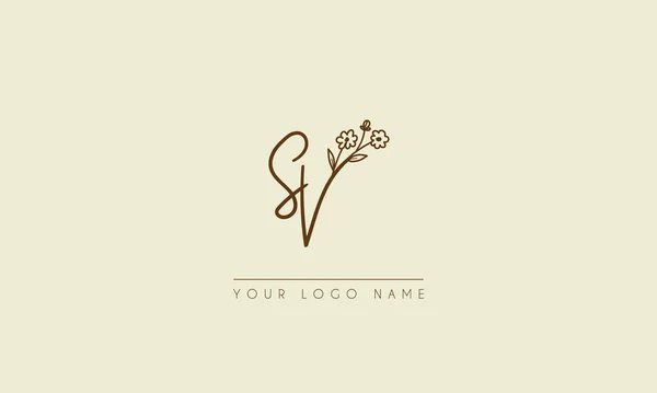 Carta Inicial Assinatura Casamento Manuscrito Botânico Ícone Floral Logotipo Vetor —  Vetores de Stock