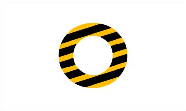 İlk harf O siyah ve sarı uyarı bandı düz minimalist simge logosu tasarımı