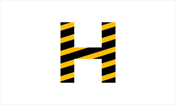 初始字母H黑黄警戒带扁平简约图标设计 — 图库矢量图片