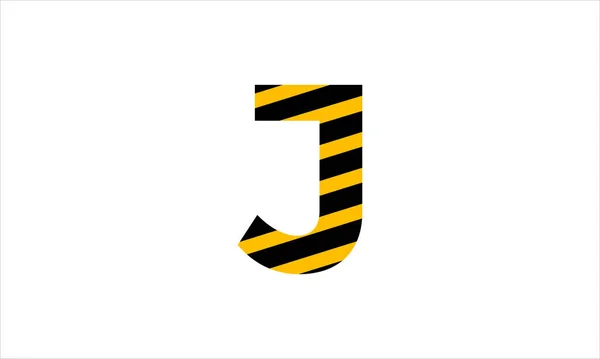 Anfangsbuchstabe Schwarz Gelbes Warnband Flaches Minimalistisches Logo Design — Stockvektor