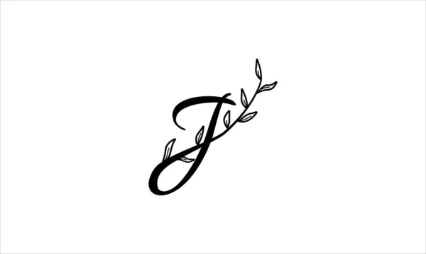 Lettera Iniziale Floreale Disegnato Mano Botanico Boho Icona Logo Disegno — Vettoriale Stock