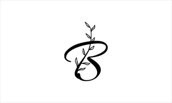 Początkowa Litera Kwiat Ręcznie Rysowane Botaniczne Boho Ikona Logo Projekt — Wektor stockowy