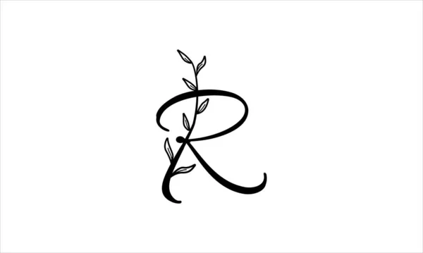 Letra Inicial Floral Dibujado Mano Botánico Boho Icono Logotipo Diseño — Archivo Imágenes Vectoriales