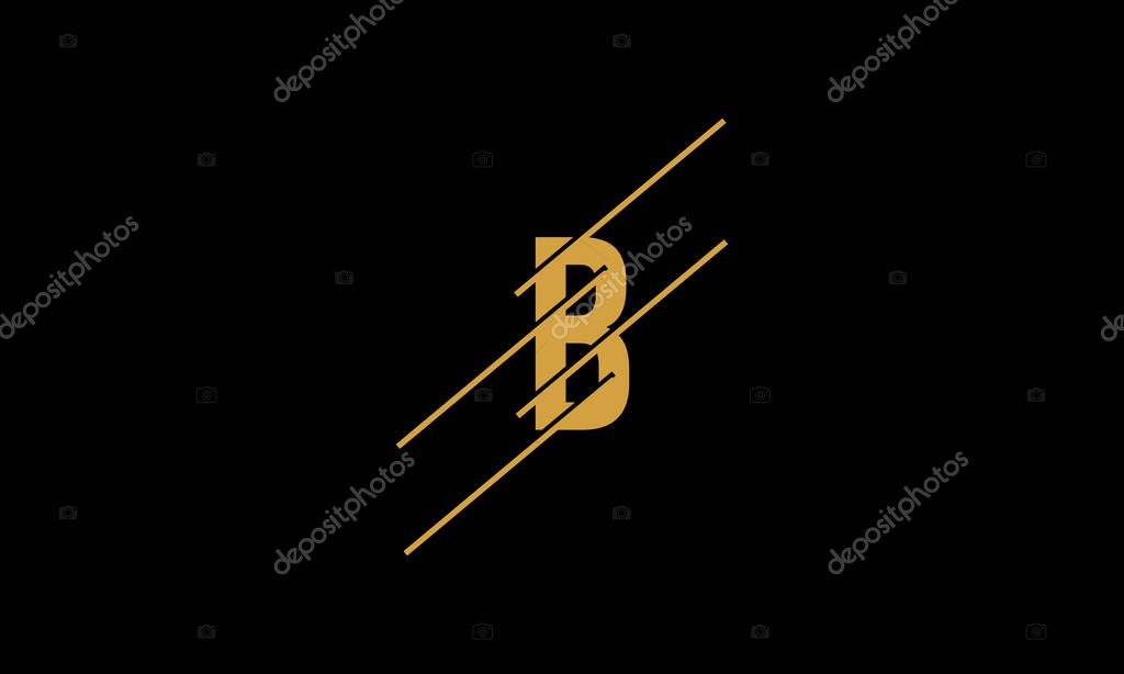 Letter B technology logo with diagonal lines for fast tech concept in minimalist flat design