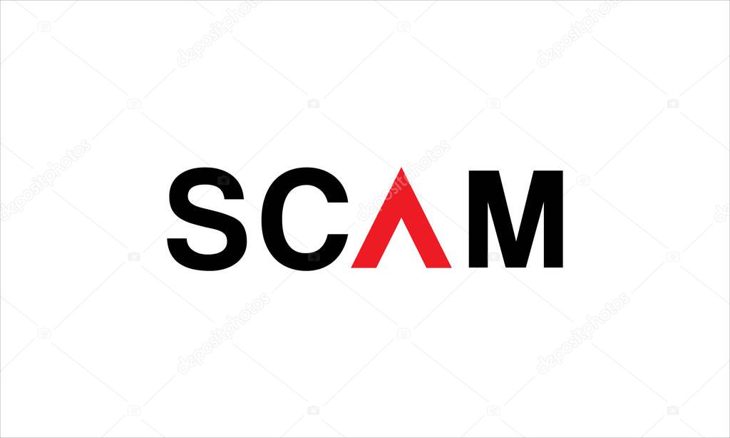 SCAM typography icon logo design vector illustration symbol