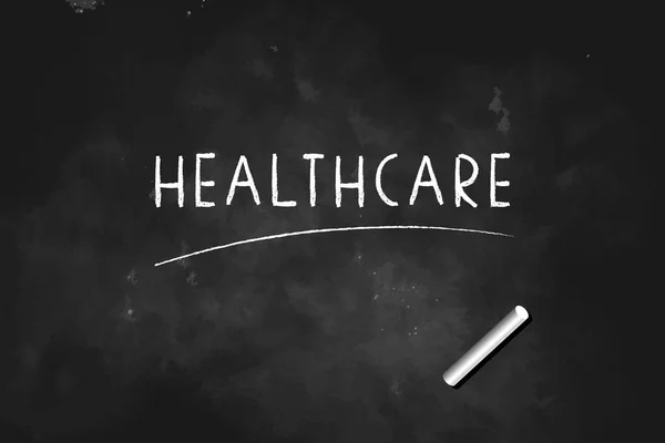 Cuidados Saúde Escrito Com Giz Quadro Negro Ícone Logotipo Design — Vetor de Stock