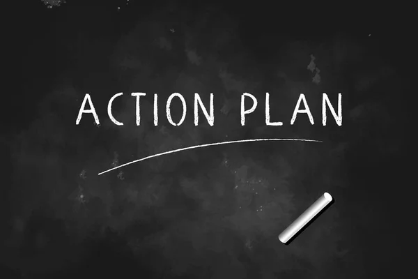 Action Plan Written Chalk Blackboard Icon Logo Design Vector Illustration — Stock Vector