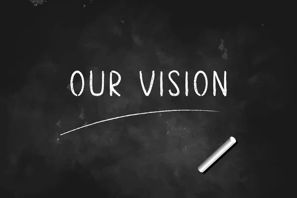 Vår Vision Skriven Med Krita Svarta Tavlan Ikon Logotyp Design — Stock vektor
