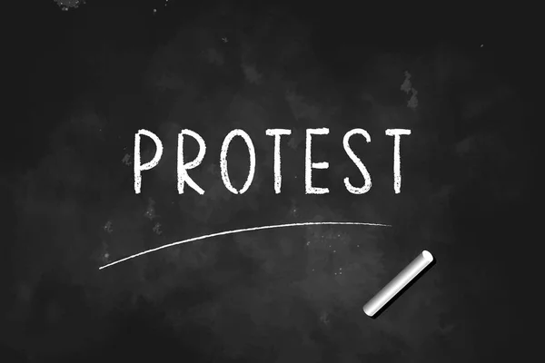 Protest Napsaný Křídou Obrázku Designu Loga Tabuli — Stockový vektor