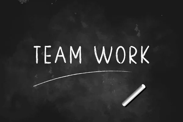 Team Workブラックボードアイコンロゴデザインベクトルイラストでチョークで書かれています — ストックベクタ