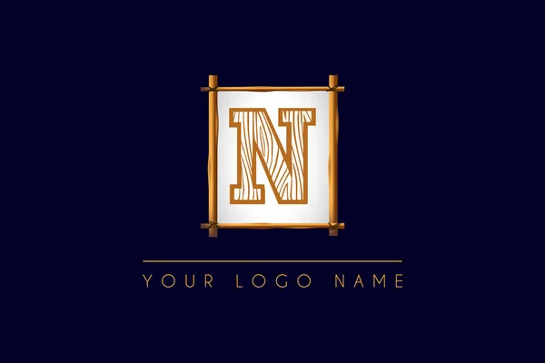 Carta Inicial Logo Com Textura Madeira Quadro Madeira Ícone Logotipo —  Vetores de Stock