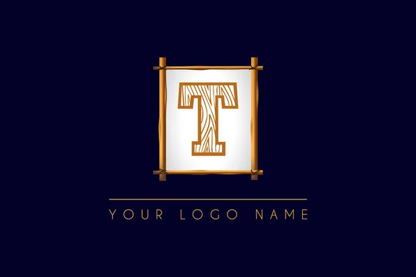 Logotipo Inicial Letra Com Textura Madeira Ilustração Projeto Logotipo Ícone —  Vetores de Stock