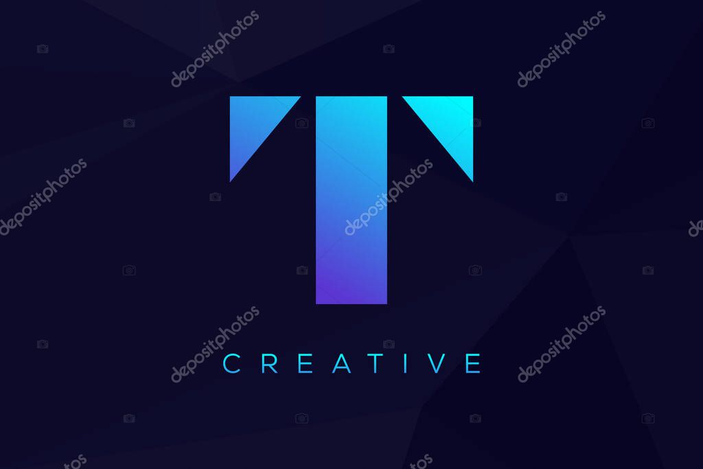 Initial letter T simple vivid bright colors monogram logo modern design concept for web and company