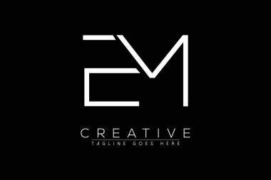 EM, ME, M, E harfi, soyut ilk monogram harf alfabesi logosu tasarımı