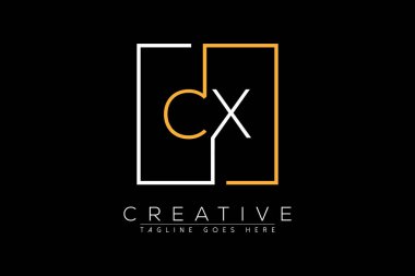 İlk harf cx, xc, s, c zarif ve lüks Dikdörtgen kare logo tasarım şablonu ile ilk harf