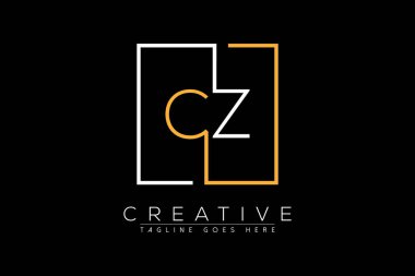 İlk harf cz, zc, z zarif ve lüks Dikdörtgen kare logo tasarım şablonu ile ilk harf