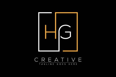 İlk harf hg, gh, h, g zarif ve lüks Dikdörtgen kare logo tasarım şablonu ile ilk harf