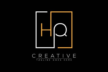 İlk harf hq, qh, q, şık ve lüks Dikdörtgen kare logo tasarım şablonu ile ilk harf