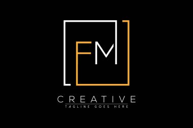 İlk harf fm, mf, f, m, zarif ve lüks Dikdörtgen kare logo tasarım şablonu ile ilk harf