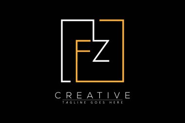 İlk harf fz, zf, f, z zarif ve lüks Dikdörtgen kare logo tasarım şablonu ile ilk harf
