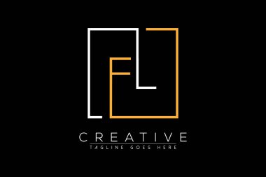 İlk harf fl, Eğer, f, L şık ve lüks Dikdörtgen kare logo tasarım şablonu ile ilk harf