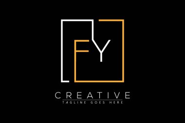 İlk harf fy, yf, f, y zarif ve lüks Dikdörtgen kare logo tasarım şablonu ile ilk harf