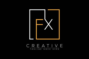 İlk harf fx, xf, f, x şık ve lüks Dikdörtgen kare logo tasarım şablonu ile ilk harf